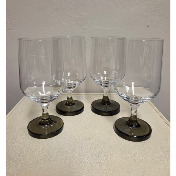 Rosenthal Studio Line - Tawny Base Wine Glasses. Four Signed Vintage MCM Barware - Picture 2 of 6